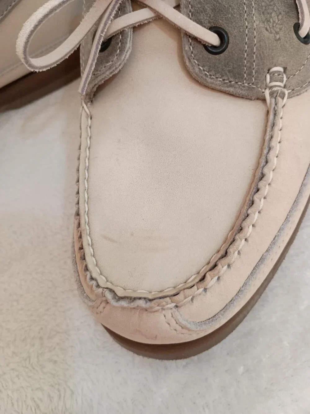 Dexter Nubuck Leather Boat Shoes Sz 11 M Cream & Gray NWOB USA